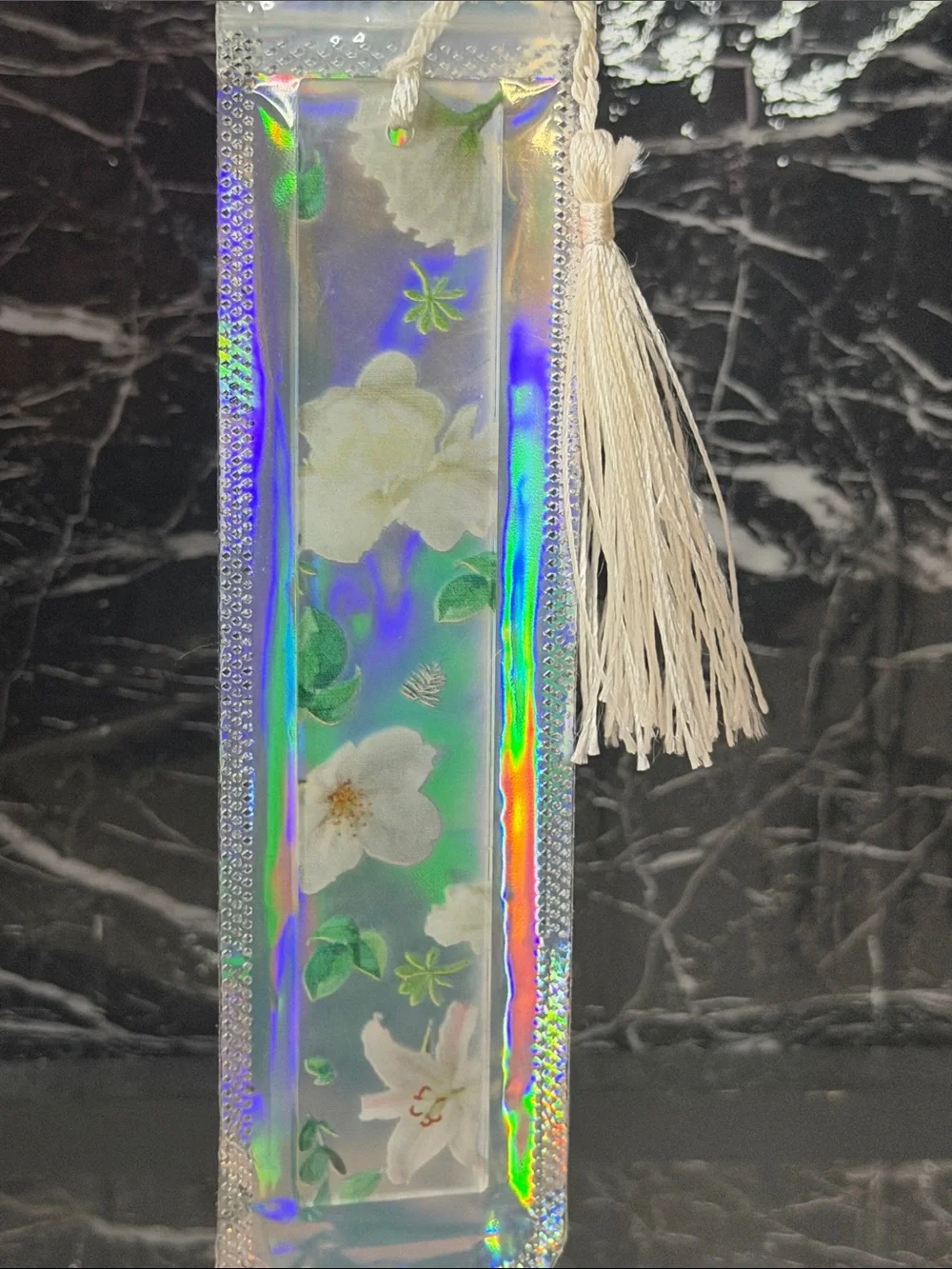 Floral Bookmark with White Tassel - Home Office Stationery